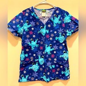 Sesame Street Cookie Monster scrub top small